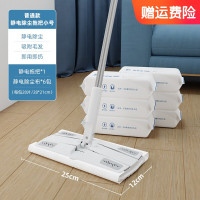 海迎一次性干湿纸巾拖布静电纸除螨纸组合家用免手洗拖把 6包120张+静电拖把[ 普通28cm]