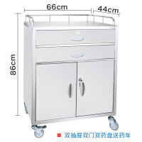 ZJLQ不锈钢送药车送药柜口服药盘车发药车派药车药品车换药车急救推车-[304]二抽二门送药柜96格