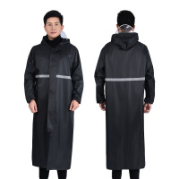 正亿达雨衣大褂加长款全身防暴雨连体户外成人外穿一体雨披 黑色单层前后反光条[拉链]140cm总长 XXXXL