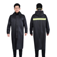 正亿达雨衣大褂加长款全身防暴雨连体户外成人外穿一体雨披 黑色单层后反光[拉链]140cm总长 XXL