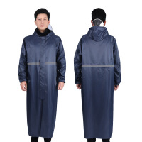 正亿达雨衣大褂加长款全身防暴雨连体户外成人外穿一体雨披 藏青单层[拉链]155cm总长 XXXL