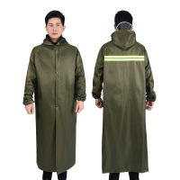 正亿达雨衣大褂加长款全身防暴雨连体户外成人外穿一体雨披 军绿单层[拉链]155cm总长 XXL