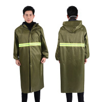 正亿达雨衣大褂加长款全身防暴雨连体户外成人外穿一体雨披 军绿单层[拉链]前后反光155cm总长 XXXXL