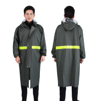 正亿达雨衣大褂加长款全身防暴雨连体户外成人外穿一体雨披 针织布军绿[拉链] XXXL
