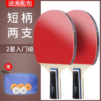 大唐御乒乓球拍2只装正品成品拍高弹力初学横拍直拍 普通款(短柄直拍2支)5球1拍包