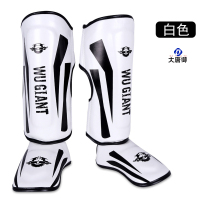 大唐御散打护腿搏击泰拳格斗连脚背护胫武术训练加厚护具护膝盖 白色 L