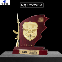 大唐御退五军人纪念礼品送战友退役军旅八一老兵树脂留念小金人奖杯-款式01