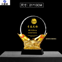 大唐御退五军人纪念礼品送战友退役军旅八一老兵树脂留念小金人奖杯-款式10