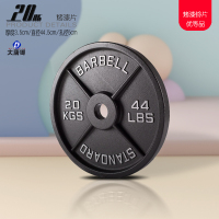 大唐御杠铃片大孔包胶健身器材举重手抓三孔处理铸铁哑铃片 黑色20kg×2片四条筋 大孔铸铁片