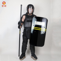 京州防护防刺盔甲服 防爆服 硬质防暴服 全身防护铠甲 安保装备-1.6米长棍+钢网防暴头盔+防暴服+PC黑色方盾