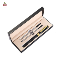 鑫京州签字笔礼盒套装印刷LOGO商务礼品广告金属笔盒装宝珠笔 黑色笔+双支笔芯盒装 2套