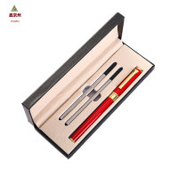 鑫京州签字笔礼盒套装印刷LOGO商务礼品广告金属笔盒装宝珠笔 红色笔+双支笔芯盒装 2套