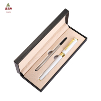 鑫京州签字笔礼盒套装印刷LOGO商务礼品广告金属笔盒装宝珠笔 白色笔+单支笔芯盒装 2套