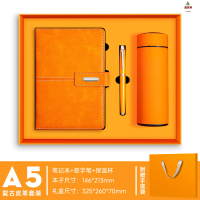 鑫京州创意商务礼品保温杯笔记本套装林肯扣本子企业办公伴手礼盒可印LOGO 活力橙高级礼盒[笔记本+笔+保温杯]