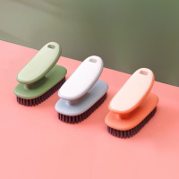 海迎长柄鞋刷家用旅行刷子简约撞色洗衣便携刷鞋子清洁刷洗衣刷子套装 短柄[橙色5个]