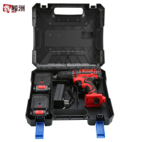鑫鲸洲跨境手电钻锂电钻 家用冲击钻充电式电钻电动螺丝刀 充电钻-新款红色双速36VF二电一充工具箱
