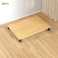 冀华美台式电脑主机托架移动机箱底座带滑轮桌下置物架托盘花架拖板收纳 原木色-60*30*6.2cm