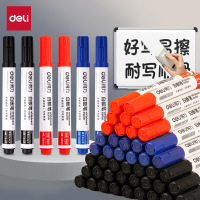 得力白板笔可擦粗头大头笔记号笔彩色白板笔大容量油墨黑板笔画板 红色[线幅1.8mm]20支