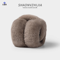 大唐御秋冬季男女保暖耳罩可折叠超大毛绒护耳耳包学生防寒防冻耳套耳暖 卡其色毛杆 2个