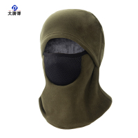 大唐御冬季摩托车骑行保暖头套透气骑车防寒防风面罩摇粒绒护脸滑雪面罩 军绿色