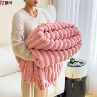 鑫景洲冬季兔毛绒毛毯多功能午睡毯子法莱绒夏季空调被小毯子沙发盖毯车载毯-兔毛粉120*200cm