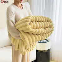 鑫景洲冬季兔毛绒毛毯多功能午睡毯子法莱绒夏季空调被小毯子沙发盖毯车载毯-兔毛奶黄120*200cm