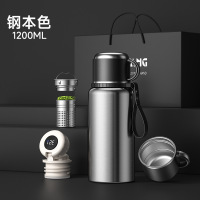 怡雅韵316不锈钢大容量水壶户外便携保温保冷可泡茶焖茶保温杯[珍品内胆-升级显温]钢本色(加大茶仓)1000ml