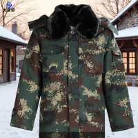 大唐御男冬季加厚防寒迷彩大衣中长款冷库棉服加肥加大劳保服棉衣-绿色大衣[防水精致款]165