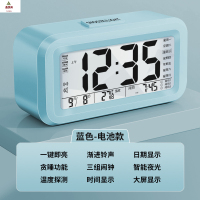 鑫京州闹钟学生用床头简约创意电子钟多功能小时钟宿舍闹铃夜光 蓝色-智能电池款[三组闹钟+6大功能]