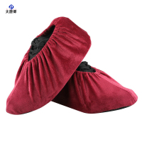 大唐御成人绒布鞋套家用室内机房可反复洗加厚防滑底耐磨脚套可加logo(37-43)酒红色 5双