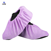 大唐御成人绒布鞋套家用室内机房可反复洗加厚防滑底耐磨脚套可加logo(37-43)浅紫色 5双