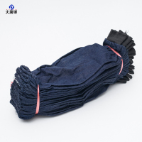 大唐御牛仔布电焊防污耐脏加厚耐磨印字批发男女工作劳保牛仔布袖套 蓝色四针方格棉袖套