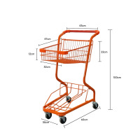 华恒臻家用多功能超市抓娃娃手推车双层商场理货购物车网红摆地摊小推车-橙色