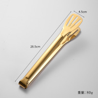 CCKO304不锈钢加厚牛排夹子厨房食品烧烤肉夹菜冰夹面包家用烘焙工具 12寸三线夹[201不锈钢]金色 5个