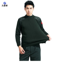 大唐御毛衣男V领针织衫圆领军迷绒衣鸡心领加厚保暖羊毛衫军绿冬季背心-圆领军绿色-105码