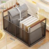 冀华美书桌下书包置物架落地书架背包书本收纳架办公室桌旁可移动小推车 黑色大号-无轮