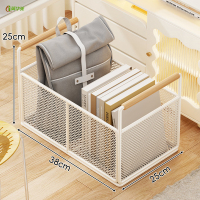 冀华美书桌下书包置物架落地书架背包书本收纳架办公室桌旁可移动小推车 白色中号-无轮