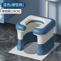 CCKO成人蹲便改坐便椅家用蹲厕马桶坐架孕妇老人上厕所便携式辅助凳子 蓝色[硬垫款]