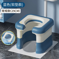 CCKO成人蹲便改坐便椅家用蹲厕马桶坐架孕妇老人上厕所便携式辅助凳子 蓝色[软垫款]