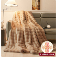 芳恩兔毛绒毛毯冬季加厚盖毯办公室午睡毯珊瑚绒披肩学生沙发毯子-200x230cm加柔加厚70%升级款-兔绒浅咖