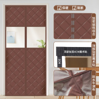 鑫景洲冬季磁吸保温保暖免打孔挂帘家用加厚防寒防水挡风棉门帘[加窗]棉门帘咖色[磁块组合]宽80*高200