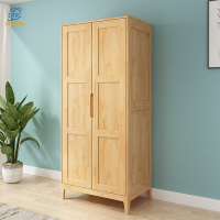点云星辰家具实木衣柜推拉门北欧原木小户型卧室家用现代简约衣橱经济型 原木色两门衣柜