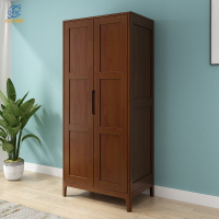 点云星辰家具实木衣柜推拉门北欧原木小户型卧室家用现代简约衣橱经济型 胡桃色两门衣柜