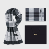 CCKO针织男士羊毛围巾男生日礼物韩版百搭格子围脖冬季礼盒装 175cm以上 N5095浅灰