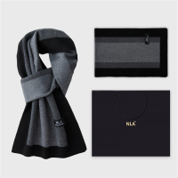 CCKO针织男士羊毛围巾男生日礼物韩版百搭格子围脖冬季礼盒装 175cm以上 N5077黑灰