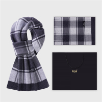 CCKO针织男士羊毛围巾男生日礼物韩版百搭格子围脖冬季礼盒装 175cm以上 N5056浅灰