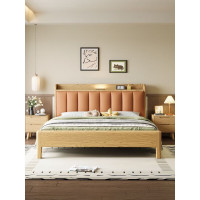 点云星辰北美白蜡木软靠主卧大床1.8米实木床现代简约1.5米单人储物床家具 实木床+1个床头柜 1.2m×2m框架床