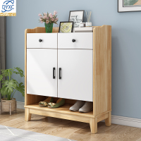 点云星辰实木鞋柜现代简约客厅大容量收纳柜家用小户型门厅柜多层储物柜子 -AT10#0.6米鞋柜原木+白