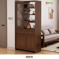 冀华美实木酒柜鞋柜一体客厅家用入户正对门双面不靠墙玄关隔断屏风 1米长胡桃色[100*40*200cm]