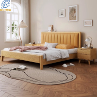 点云星辰全实木床原木风白蜡木纹北欧床主卧1.2米床软靠婚床 单床 1.2*2米框架结构/橙色软靠